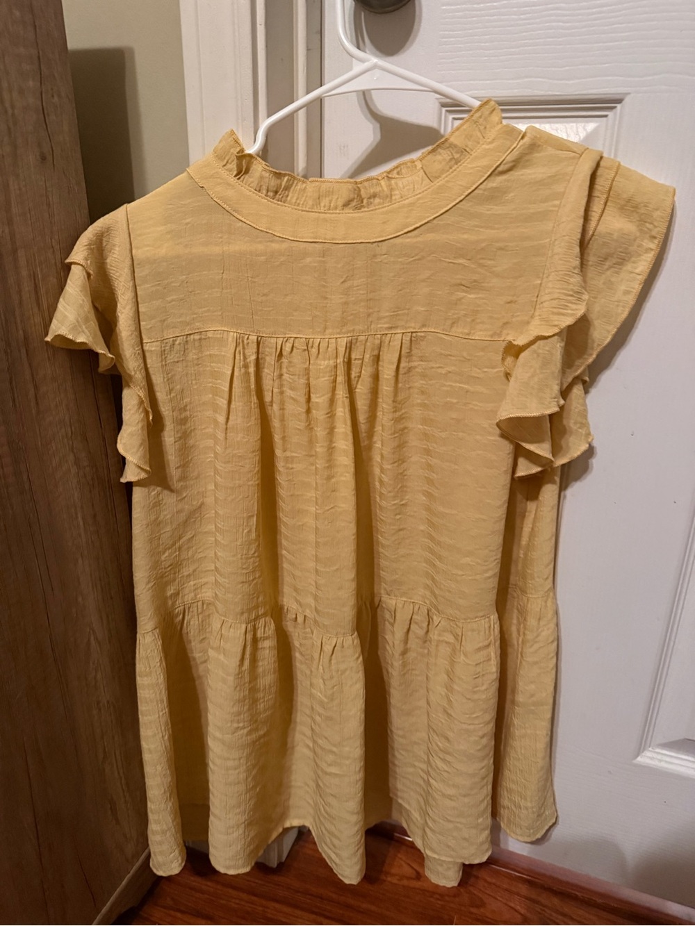 JODIFL Yellow Ruffle Sleeve Tiered Dress for Girls